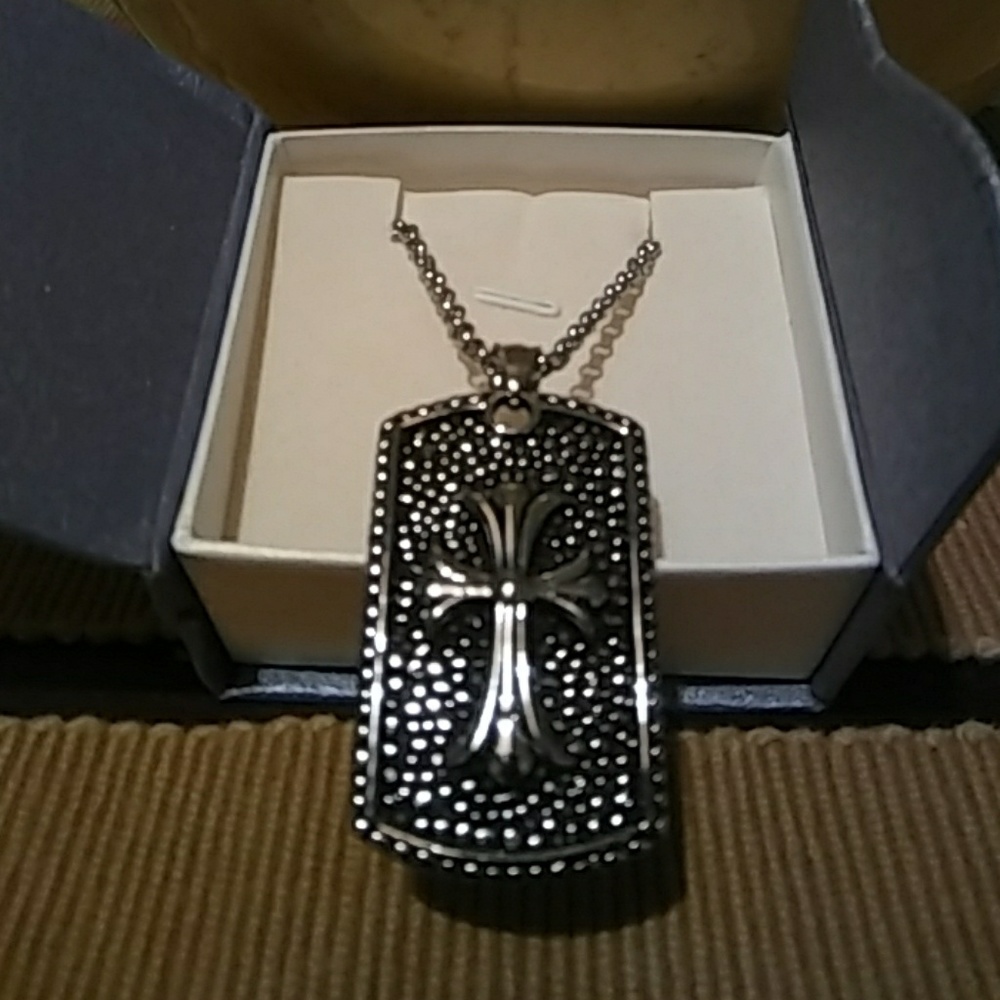316L Stainless Steel Dog Tag Crucifix with Chain